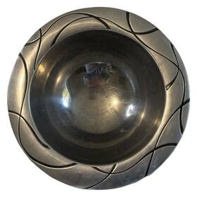 Lenox 721074372496 Vibe Metal Bowl Silver Abstract 13 Inch Black Swirl Salad Centerpiece Decorati