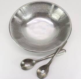 847318 Lenox Stony Creek 3 Piece Salad Serving Set Hammered Aluminum