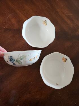 880121 Lenox Set Of 3 Butterfly Meadow Dinnerware All-purpose Bowl 6.25 Inch Cereal Fruit
