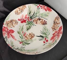 Lenox 882864683540 Holiday Melamine-style All-purpose 12 Inch Bowl Christmas Dinnerware Pine Cones