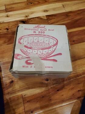 74274 Leonard Vintage Silverplated Salad Bowl #350 With 2 Servers In Box