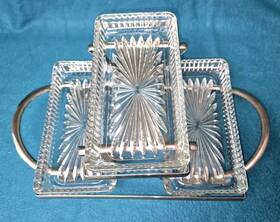 8816 Leonard Silver Plate 3 Tier Relish Server No