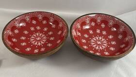 Levi Strauss & Co 191908270913 2 And Red 7 Inch Diameter Mango Wooden Serving Bowl Made In India