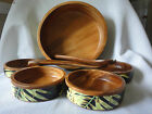 Lg.4sm Unbranded Made In The Phillipines 7 Piece Wood Salad Bowl Set 1 Fork Spoon