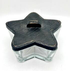Libbey 031009272303 Glass Candy Dish 6 Inch Star With Lid Trinket Sea Side Decoration