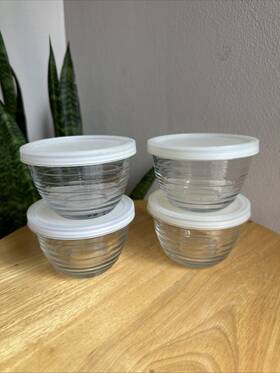 Libbey 313098861881 Small Glass Bowls With Lids 6.25 Ounce Set Of 4 Clear 3.45-inch