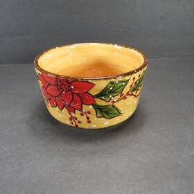 P9923 Lifestyle Snow Storm Dip Bowl By Tabletops Christmas Tree Poinsettias Euc