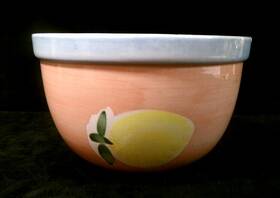 Lillian Vernon 098598054017 Vintage Glazed Stoneware Serving/vegetable Bowl - Lemons