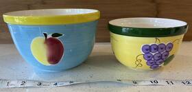 Lv12 Lillian Vernon Ceramic Bowls Nesting Mixing Serving Bowl Set Of 2