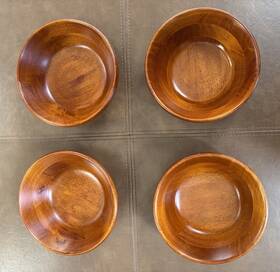 Lipper International 026914290009 Cherry Finished Round Rim Salad Bowls Set Of 4