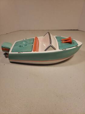 Living Quarters 045277263949 Porcelain Boat Serving Bowl Party Beach Tropical Used Condiment