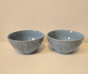 3134920 Longaberger Pottery Soup Salad Bowl 2 Vintage Vine Blue Mist 6 Inch