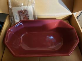 3163340 Longaberger Pottery Natures Garland Embossed Serving Bowl Paprika Nib