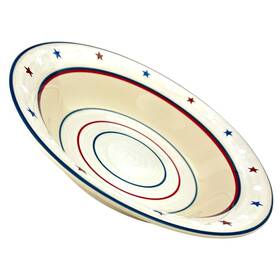 31790 Longaberger American Starburst Pasta Bowl 12 Inch Red White Blue Stars