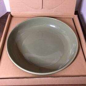 3193560 Longaberger Pottery Woven Traditions Large Low Bowl Sage 13 Inch Pasta