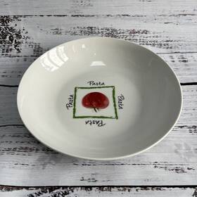 Lorren Home Trends 114129853963 Porcelain Pasta Bowl Replacement 8 Inch Tomato Vegetable Plate