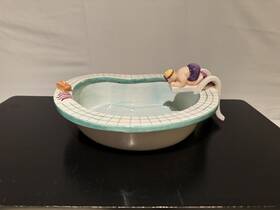 38007 Lotus Vintage 1995 Swim Pool Take A Dip Serving Ceramic Chip Bowl No Hot Tub