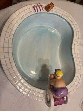Rap-b-012 Lotus Vintage 1995 Swimming Pool With Diver Chip Dish