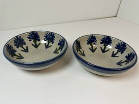 Louisville Stoneware 321349 Bachelor Button Coupe Cereal Bowl 6 1/4 Inch Kentucky Made Usa Lot Of 2