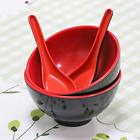 Lpyk61rq5d Set Bowls Of Red And Black Melamine Soup Spoons China