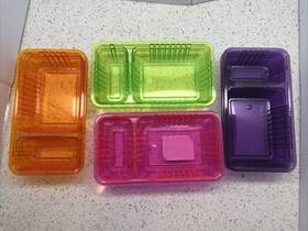 24450-01 Ltd Commodities 884916312477 Multicolor Plastic 2 Section Snack Dip 8 Pcs Dishes
