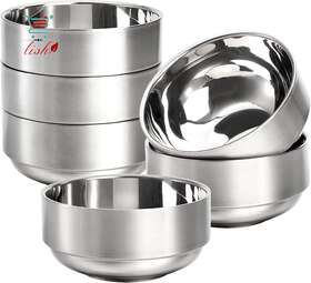 Lyellfe 445048510556 6 Pack 18/8 Stainless Steel Bowls Double Walled Insulated Soup 1