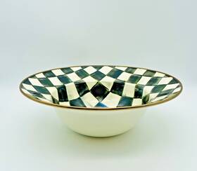 6997tw13243 Mackenzie Childs Serving Bowl Enamel Large Classic Courtly Check