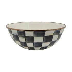 6997tw15304 Mackenzie-childs Courtly Check Medium Enamel Everyday Bowl 9.5 Inch