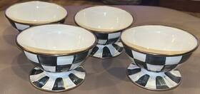 6997tw17365 Mackenzie-childs Courtly Check Footed Enamel Ice Cream/dessert/candy Dish Bowls