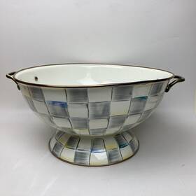 6997tw22334 Mackenzie-childs Lg Enamel Checkered Everything Bowl Some Chipping