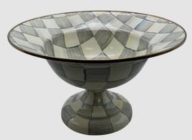 Mackenzie-childs 840115640100 Blue Sterling Check Large Enamel Compote Bowl