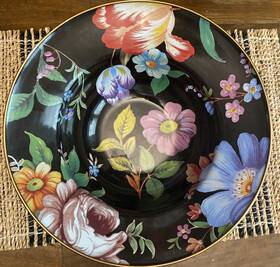 Mackenzie-childs 846823022146 Flower Market Black Enamel 11.5 Inch Serving Bowl