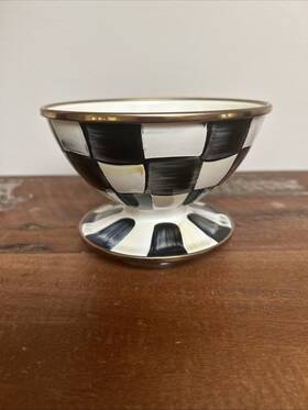 Mackenzie-childs 846823058503 Mackenzie-childs Courtly Check Enamel Ice Cream Bowl Serving Candy Dish