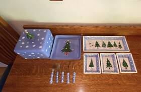 Macys 028225435070 3 Section Christmas Tree Design Serving Dish And Cheese Ball Plate