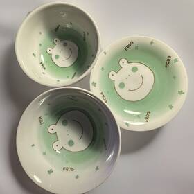 130-541 Made In Japan Japanese Children Rice Soup Bowl Porcelain Frog Plate
