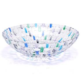 Bowl-1 Magcolor 762715017482 Hand Painted Blue Woven Glass Crystal Salad And Fruit Bowl Decoration Centerpie