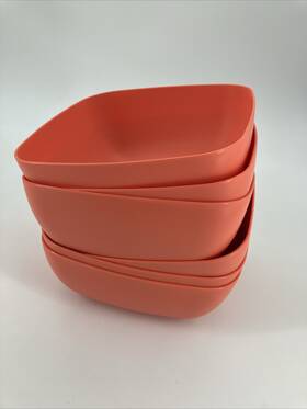 Mainstays 849434043104 Set Of 6 Orange Square Plastic Cereal Bowl 45oz Bpa-free