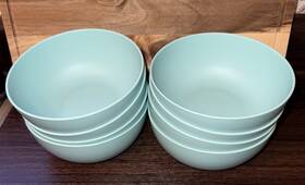 Mainstays 849434050089 Plastic Cereal/salad Bowls Round 38-ounce Blue Teal Set Of 8