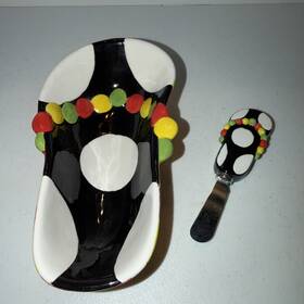 Mainstreet Collection 843729005556 Flip Flop Shaped Dip Bowl With Spreader Set By Ceramic