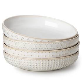 Malacasa 926681759287 Pasta Bowls 48 Oz 9.5 Inch Large Salad Modern Relief Design Ceramic S