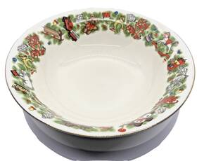 Class473-4 Marine Toys For Tots Foundation Vintage 1990s 9 Inch Holiday Serving Bowl Caldor Fine China Christmas