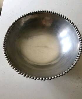 Mariposa 808813147895 Large Beaded Edge Serving Bowl Heavy Recycled Aluminum 15.5 Inch W 5 D