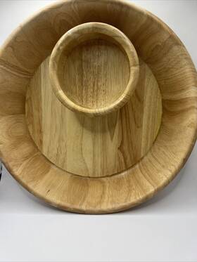 Aw-0949 Marketplace Chip And Dip Serving Bowl 12 Inch X 2 Natural Light Wood Fruit Veggies