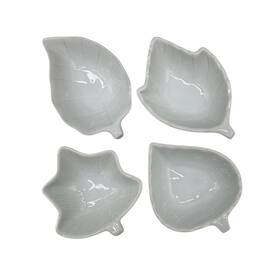 Martha Stewart 085081519979 4 Pc Assorted Leaf Shapes Ceramic Tidbit Dish Set Fall Autumn