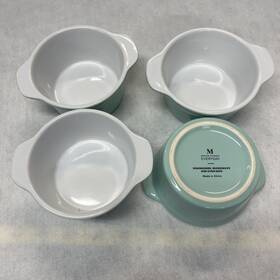 Martha Stewart 085081614339 Aqua Blue 4-pc. Stoneware Ramekin Small Bowl Dish Set