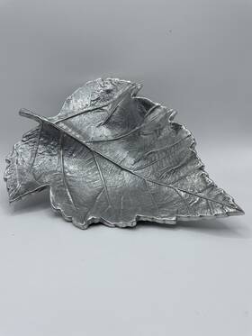Martha Stewart 636206583148 Autumn Fall Leaf Bowl Decorative Silver Metal 9 Inch Made In India