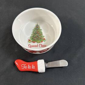 Martha Stewart 733004602467 Christmas Dip Set Holiday Bowl Spreader Knife Tree Bow
