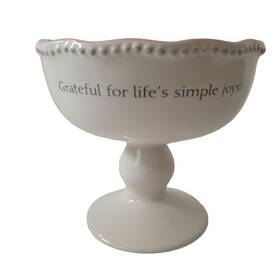 J4213 Mary & Martha And Grateful Pedestal Bowl Creamy White Rose Interior Party