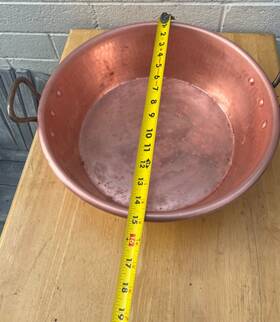 219340 Mauviel Mftpassion Hammered Copper Jam Pan With Bronze Handles 14.5- Quart M1