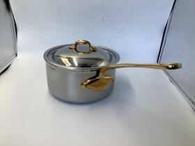 351021 Mauviel Mftcook B 2.6mm Sauce Pan With Lid Brass Handles 3.4-qt